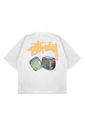 Unisex Oversize STUSSY METAL ZAR Baskılı Boxy Fit Kalın Kumaşlı (240gsm) T-shirt