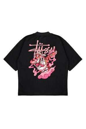 Unisex Oversize STUSSY TIGER Baskılı Boxy Fit Kalın Kumaşlı (240gsm) T-shirt