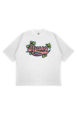Unisex Oversize STUSSY YILDIZ LOGO Baskılı Boxy Fit Kalın Kumaşlı (240gsm) T-shirt