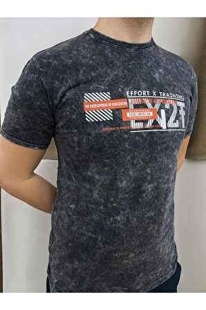 Erkek Fit Kesim Dijital Baskılı Pamuklu T-Shirt