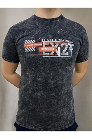 Erkek Fit Kesim Dijital Baskılı Pamuklu T-Shirt