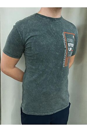 Erkek Fit Kesim Dijital Baskılı Pamuklu T-shirt