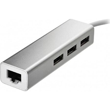 YENİLZD Aluminyum USB to RJ45 Ethernet + USB 3 Port HUB Çoklayıcı