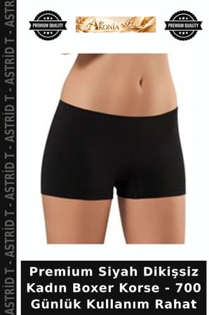 Premium Siyah Dikişsiz Kadın Boxer Korse - 700 Günlük Kullanım Rahat