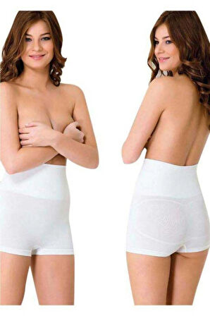 Kadın Bej Dikişsiz Toparlayıcı Çift Kat Boxer