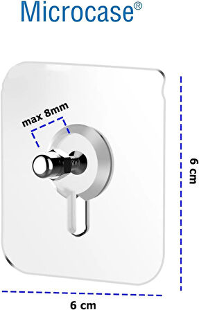 Microcase Güçlü Plastik Yapışkanlı 8mm Hanger Vidalı Eşya Ürün Raf Tutucu Askılık 1 Adet - Şeffaf AL4264