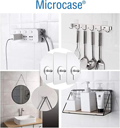 Microcase Güçlü Plastik Yapışkanlı 8mm Hanger Vidalı Eşya Ürün Raf Tutucu Askılık 1 Adet - Şeffaf AL4264