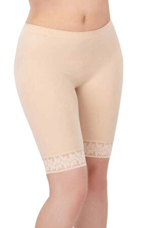Kadın Ten Dantel Detaylı Uzun Paçalı Dikişsiz Boxer 3004