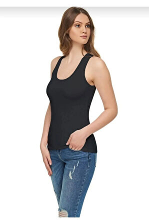 Kadın Siyah Kalın Askılı Modal Atlet