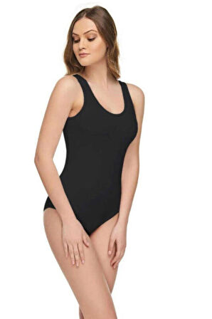 Tutku Kadın Siyah Kalın Askılı Çıtçıtlı Modal Body Elt2005