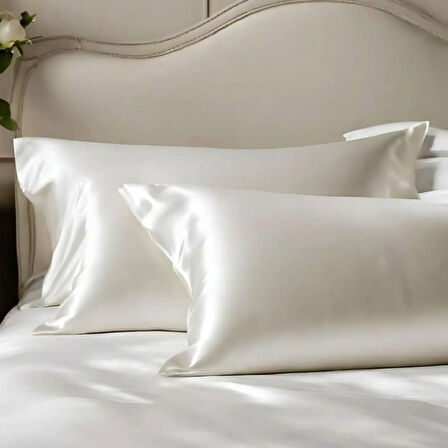 Sylar Antibakteriyel Terletmeyen İpek Saten Yastık Kılıfı 2'li 50x70 Beyaz