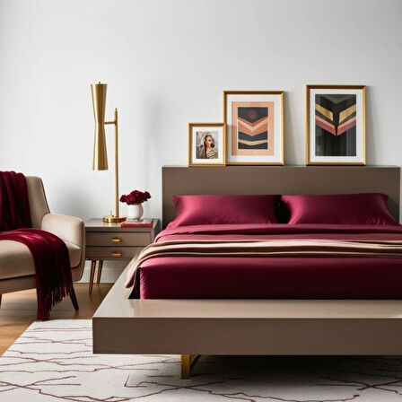 Sylar Antibakteriyel Terletmeyen İpek Saten Yastık Kılıfı 2'li 50x70 Bordo