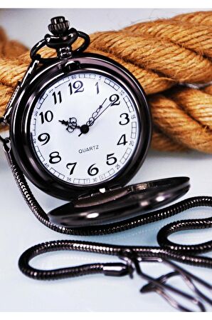 Siyah Renk Erkek Köstekli Cep Saati Su-394