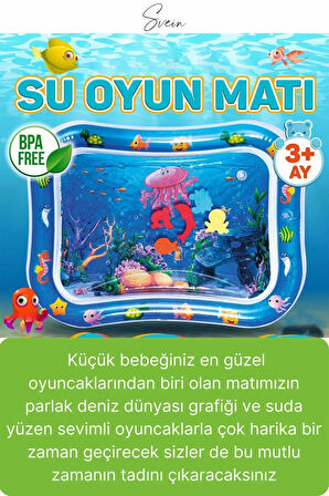 Dayanıklı Sızdırmaz Su Oyun Matı Bebek Aktivite Oyuncağı BPA İçermez Emekleme Zamanı Yatak Minder