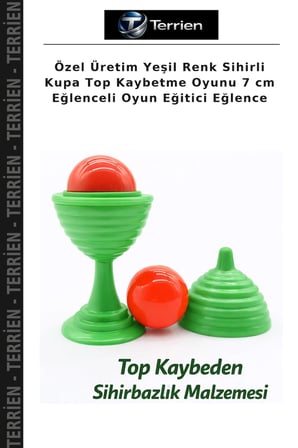 Özel Üretim Yeşil Renk Sihirli Kupa Top Kaybetme Oyunu 7 cm Eğlenceli Oyun Eğitici Eğlence