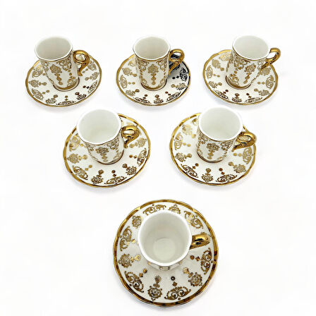 Aries Gold 6 Kişilik Kahve Fincanı Takımı - 90 ml