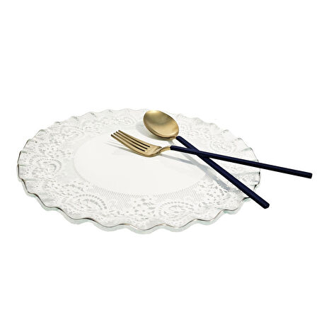 Glore Marche Platin Yaldızlı Pasta Tabağı