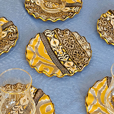 Glore Vintage Altın Yaldızlı Çay Bardağı Seti