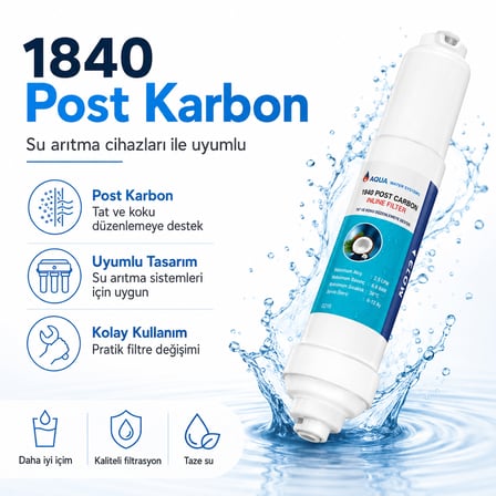 1840 Post Karbon Premium Su Arıtma Inline Filtresi 408694077