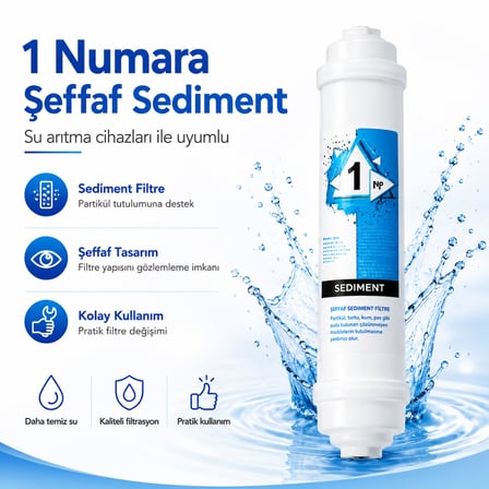 1 Numara Premium Şeffaf Sediment Su Arıtma Filtresi 408694546