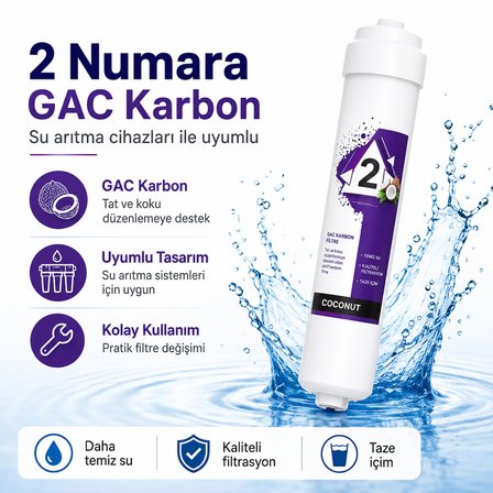 2 Numara Premium GAC Karbon Su Arıtma Filtresi 408694547