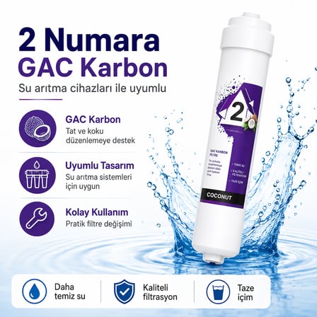 2 Numara Premium GAC Karbon Su Arıtma Filtresi 408694547