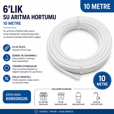 6’lık Su Arıtma Hortumu 10 Metre 608506026
