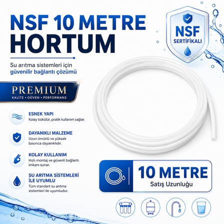 NSF Sertifikalı Premium 6’lık Su Arıtma Hortumu 10 Metre 608696155