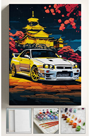 Sayılarla Boyama Çerçeveli Hobi Seti Numaralı Tuval Fırça Boya Dahil Kasnaklı 40X50 Cm - SUBARU