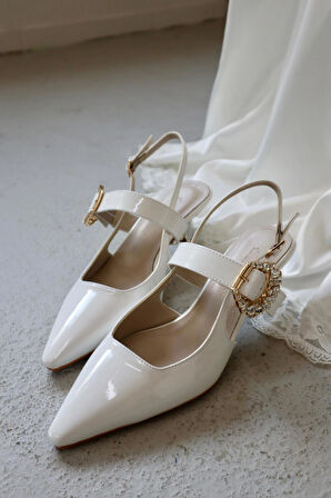 Sue Kısa Topuklu Taş Detaylı Rugan Stiletto