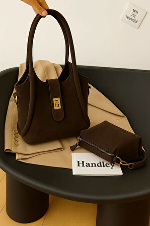 Minimalist Kadın Çanta Seti – Şık Tote & Makyaj Çantası Hediyeli