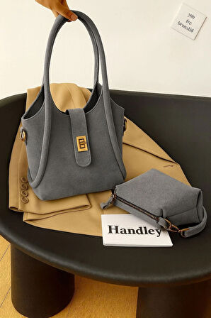 Minimalist Kadın Çanta Seti – Şık Tote & Makyaj Çantası Hediyeli