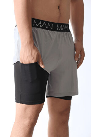 Unisex Şort,Astarlı Şort,GYM şort, Fitness Şort,Gizli Cepli Şort, Fitness Taytlı Şort