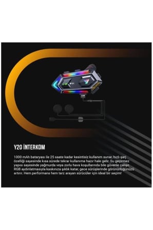 Time&Tech Y20 RGB Kask ıntercomu Kask İçin Bluetooth Kulaklık