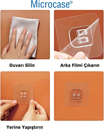 Microcase Güçlü Plastik  Yapışkanlı  Suya Dayanıklı  Banyo Mutfak Eşya Taşıma Raf Askısı 2 Adet - Şeffaf AL4269