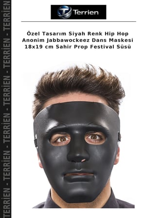 Özel Tasarım Siyah Renk Hip Hop Anonim Jabbawockeez Dans Maskesi 18x19 cm Sahir Prop Festival Süsü