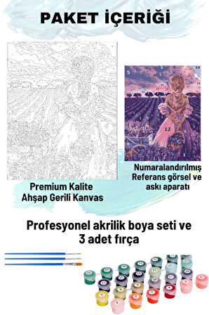 Sayılarla Boyama Seti Numaralı Tuval Fırça Boya 40x50 Cm - SÜMBÜL TARLASI