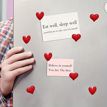 Dekoratif 6 Adet Güçlü Kalp Şeklinde Buzdolabı Magneti Fotoğraflar, Notlar için Dekoratif Buzdolabı Magnetleri Mıknatısları Buzdolabı Süsü Sevgililer Günü Hediyesi