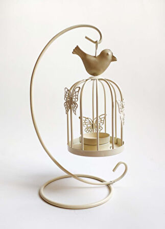 Ferforje Kuş Kafesi Tealight Mumluk Dekoratif Mumluk