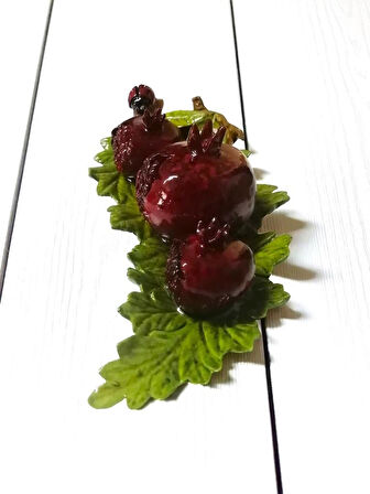 Dekoratif El Yapımı Yaprak Üzeri Nar Figürlü Dekoratif Obje Nar Biblo Bereket ve Bolluk Simgesi