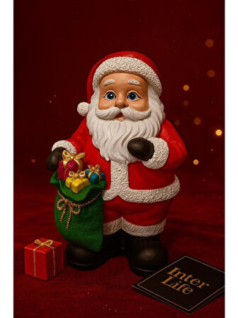 Dekoratif El Yapımı Büyük Boy 25x16 cm Noel Baba Biblosu Yılbaşı Dekoratif Süs Yeni Yıl Ev Ofis Masa Üstü Dekorasyonu