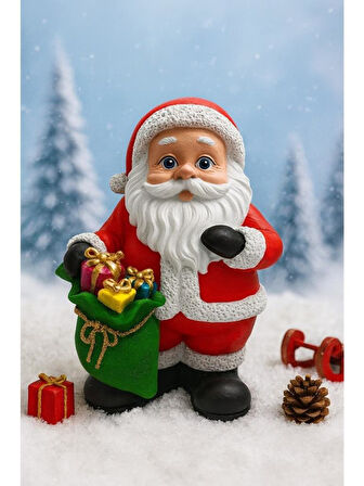 Dekoratif El Yapımı Büyük Boy 25x16 cm Noel Baba Biblosu Yılbaşı Dekoratif Süs Yeni Yıl Ev Ofis Masa Üstü Dekorasyonu