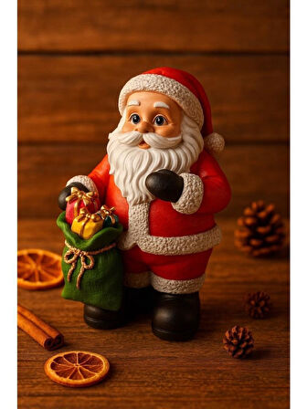Dekoratif El Yapımı Büyük Boy 25x16 cm Noel Baba Biblosu Yılbaşı Dekoratif Süs Yeni Yıl Ev Ofis Masa Üstü Dekorasyonu