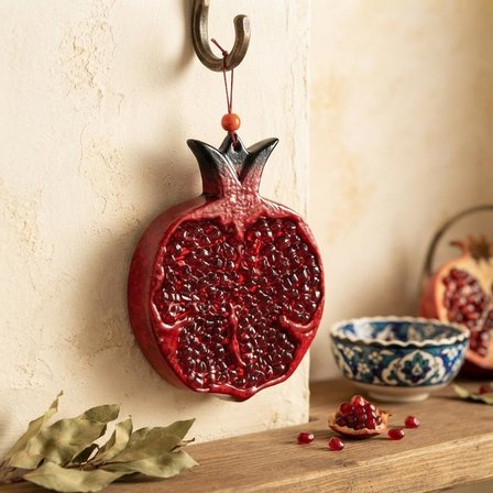 El Yapımı Seramik Nar Duvar Dekoru Bereket Koleksiyonu 13X16 cm