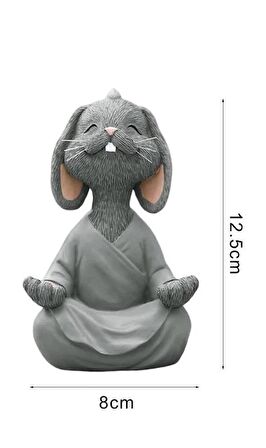 Dekoratif Yoga Yapan Tavşan Biblo Meditasyon Küçük Boy Tavşan Heykeli Ev Dekoru 8x12.5 cm