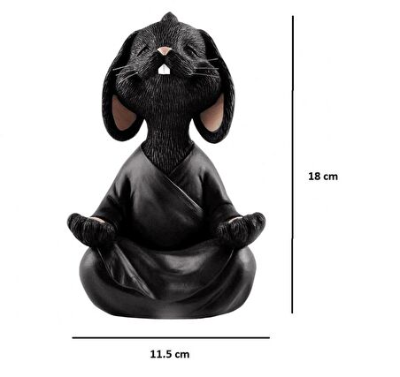 Dekoratif Yoga Yapan Tavşan Biblo Meditasyon Büyük Boy Tavşan Heykeli Ev Dekoru 18x11.5 cm