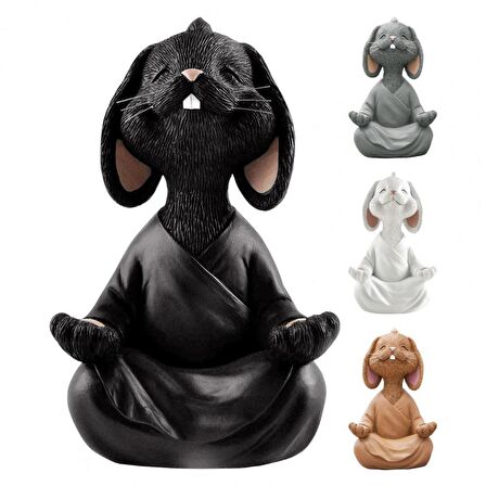 Dekoratif Yoga Yapan Tavşan Biblo Meditasyon Büyük Boy Tavşan Heykeli Ev Dekoru 18x11.5 cm