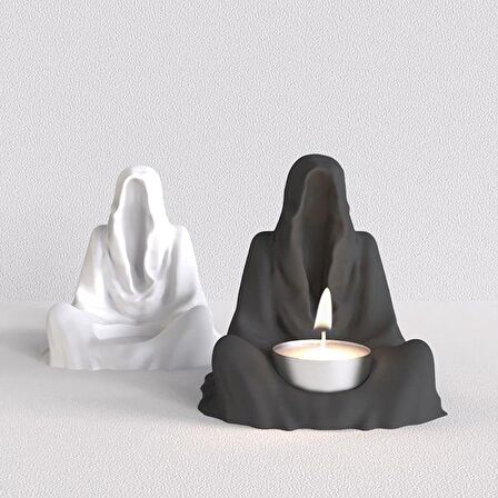 Dekoratif Ghost Hayalet Figürlü Tealight Mumluk Ev Dekoru Ofis Dekoru Süs