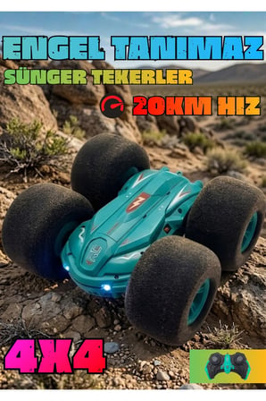 20 Km Hız 7.4V Büyük Boy Sünger Teker Uzaktan Kumandalı Full Fonksiyon Akrobat Araba