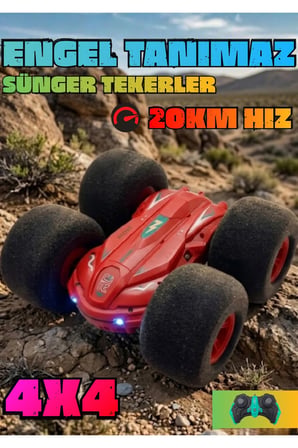 20 Km Hız 7.4V Büyük Boy Sünger Teker Uzaktan Kumandalı Full Fonksiyon Akrobat Araba